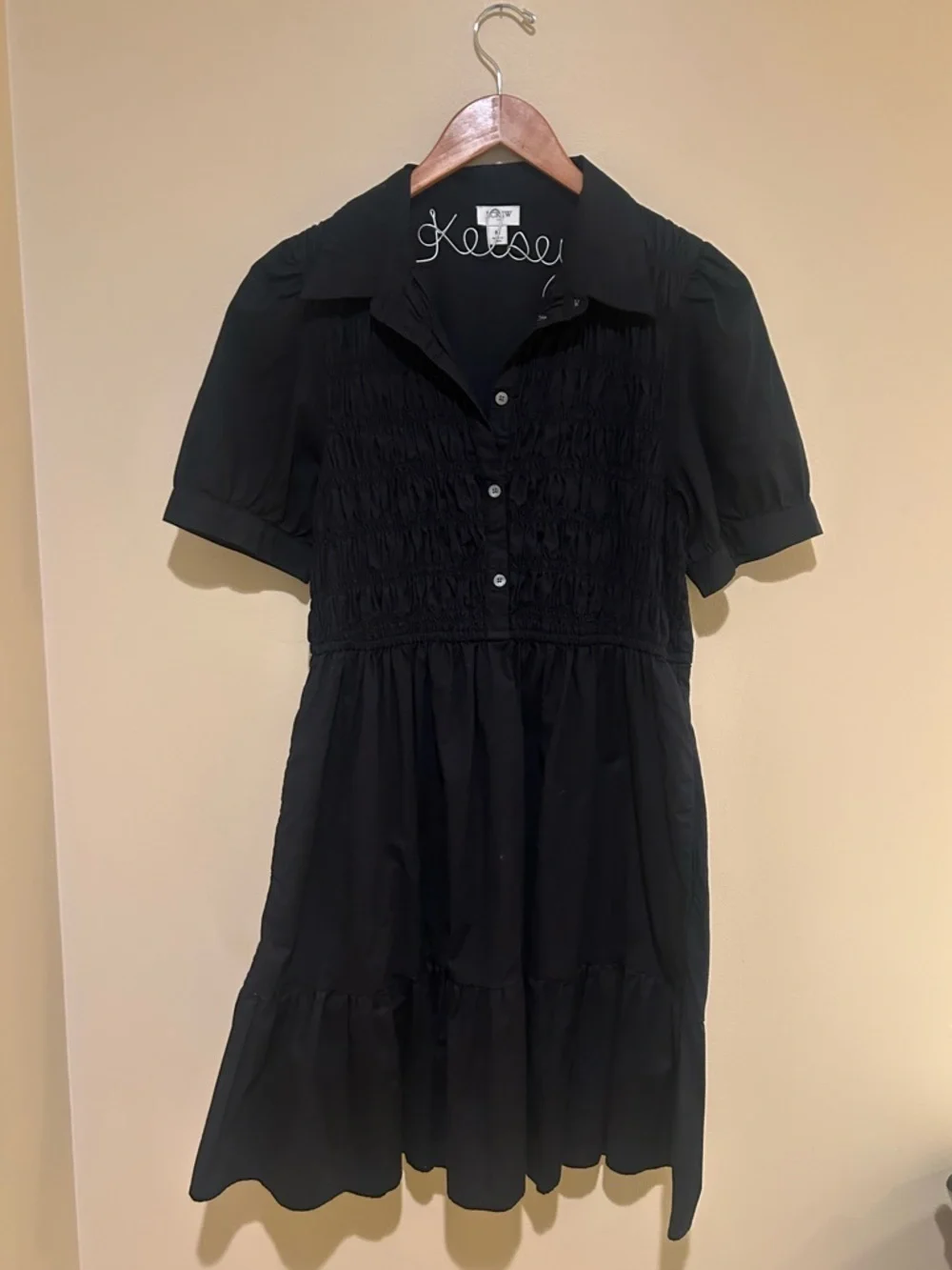 J. Crew Black Polo Dress with Bodice Shirring Size M